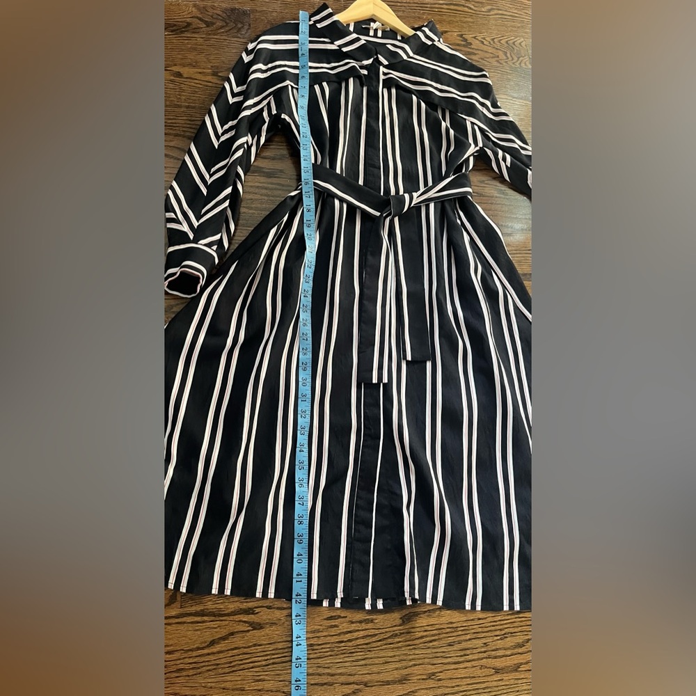 Maje Women's Black Raji Striped Shirt Dress Sz. 2 Dolman sleeves - Picture 8 of 9